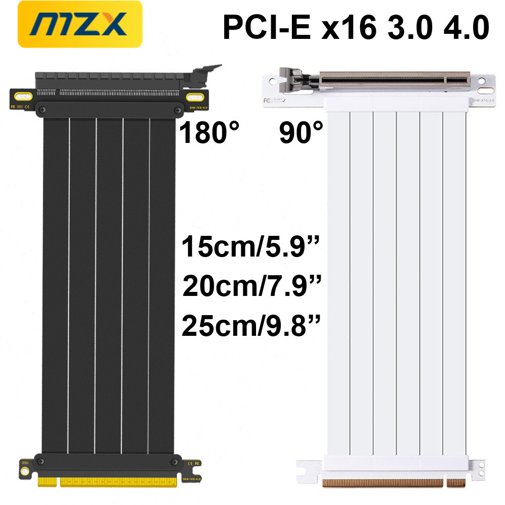 MZX PCIE 4.0 3.0 16X Riser Cab - Pcie 4.0 X16 Riser Cable 90 Degree ulasan dan harga
