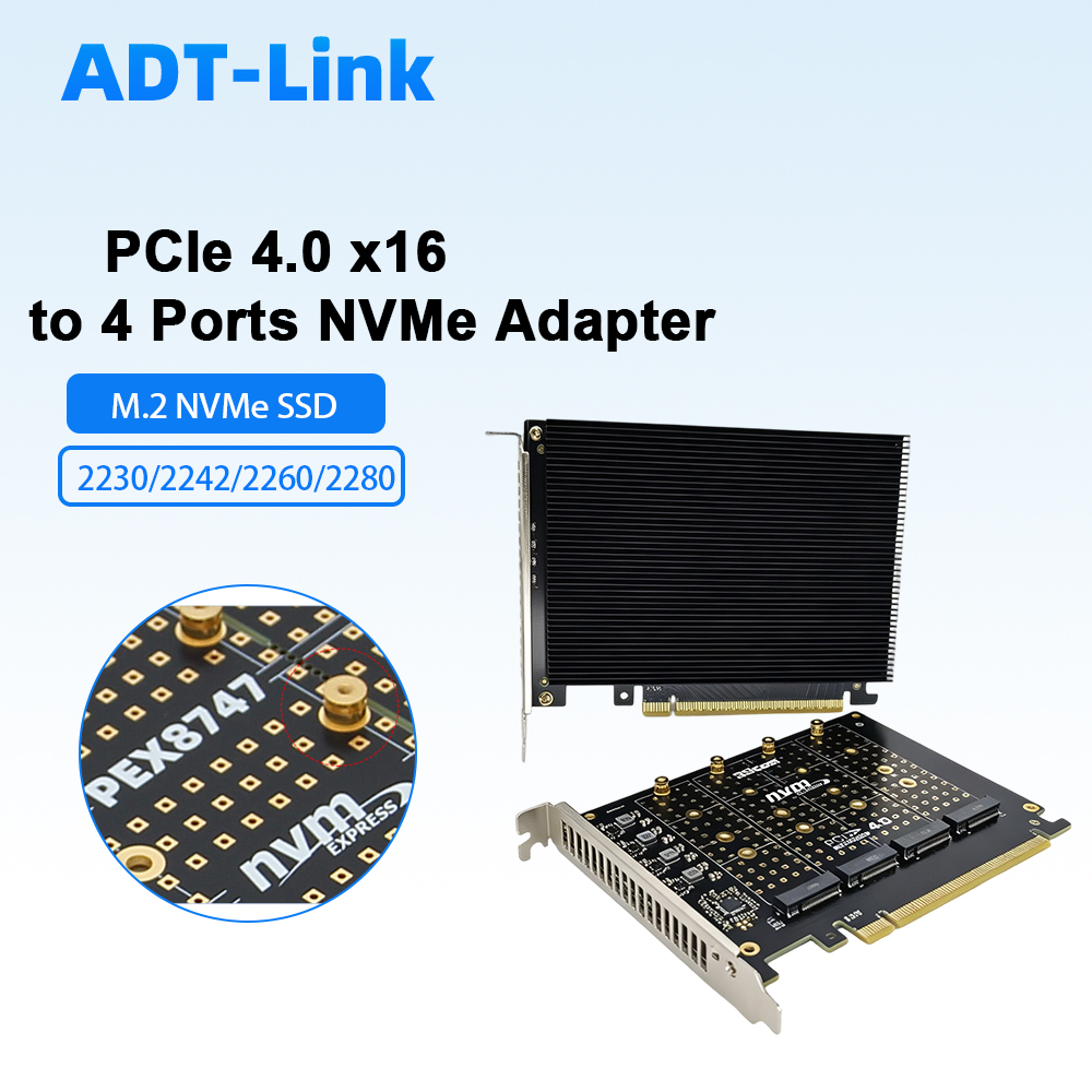 PCIe 4.0 X16 To 4 Port NVMe Ad - Quad M.2 Nvme Pcie Bifurcation Card ulasan dan harga