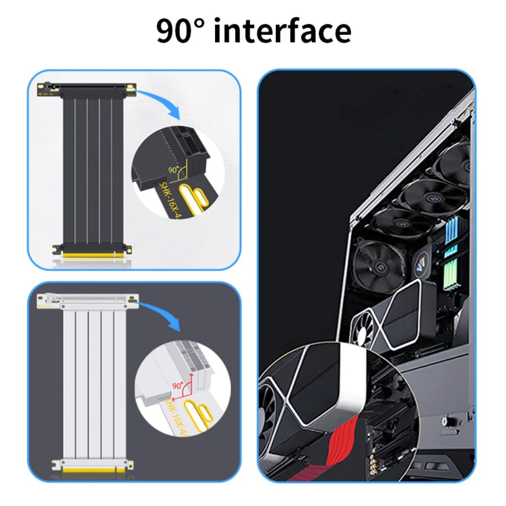 PCI‑E 4.0/3.0 X16 GPU Riser Ca - Pcie 4.0 X16 Riser Cable 90 Degree ulasan dan harga