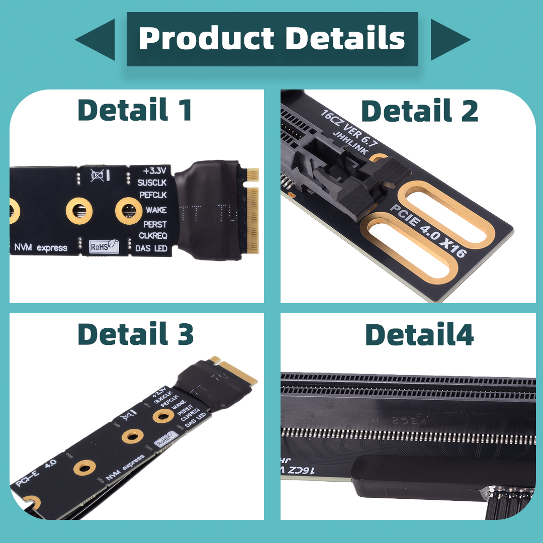 M.2 NVME To PCIe X16 90 Degree - Pcie 4.0 X16 Riser Cable 90 Degree ulasan dan harga
