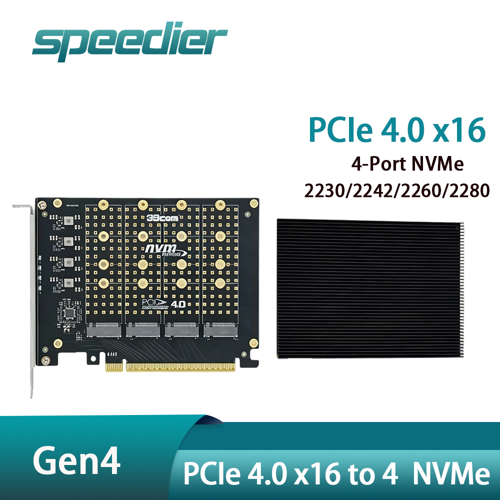 PCIe 4.0 X16 To 4 NVMe M.2 SSD - Quad M.2 Nvme Pcie Bifurcation Card ulasan dan harga